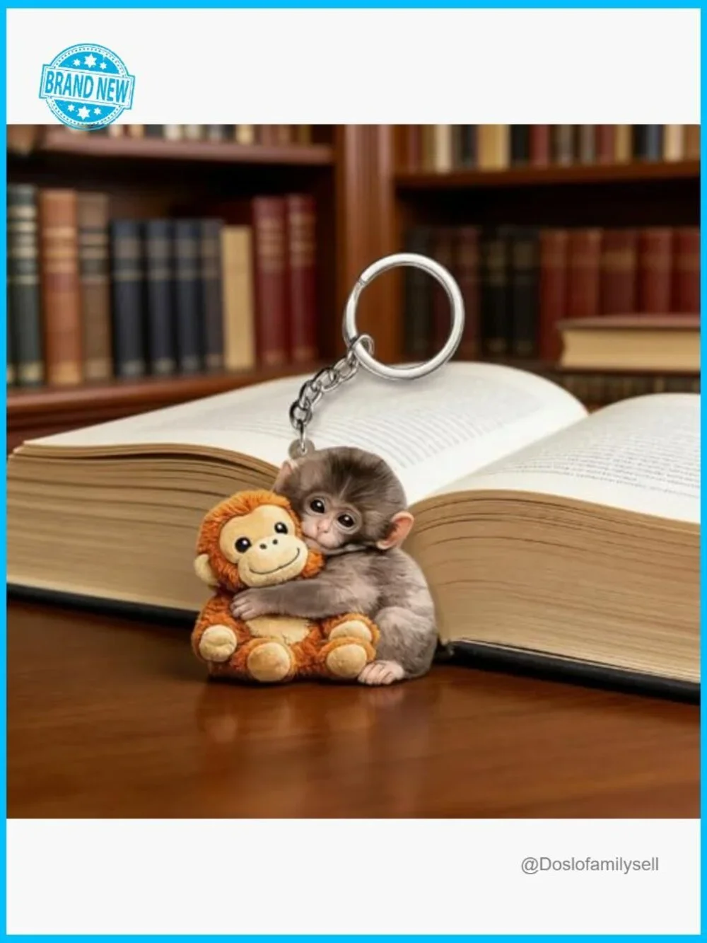 Monkey Keychain Acrylic Animal Charm Snap Hook Bag Clip Zipper Pull Accessory
